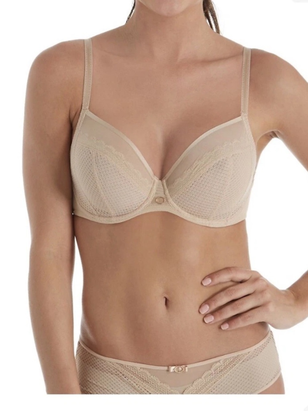 NWT Chantelle 2231 Parisian Allure Unlined Plunge Bra Beige 36 H